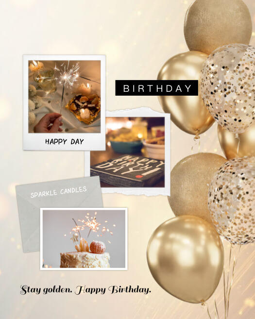 Golden Birthday Scrapbook - Photo Collage