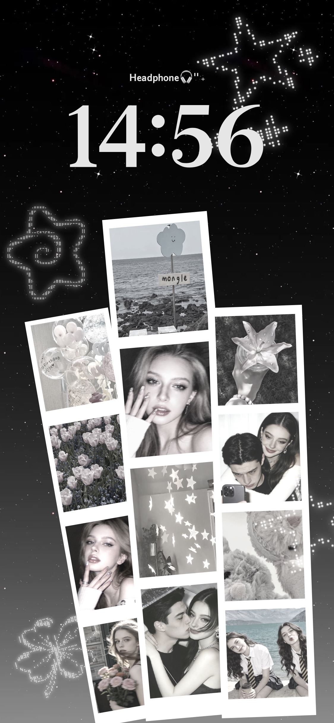 DIY Aesthetic Monochrome Y2K Photo Collage Wallpaper