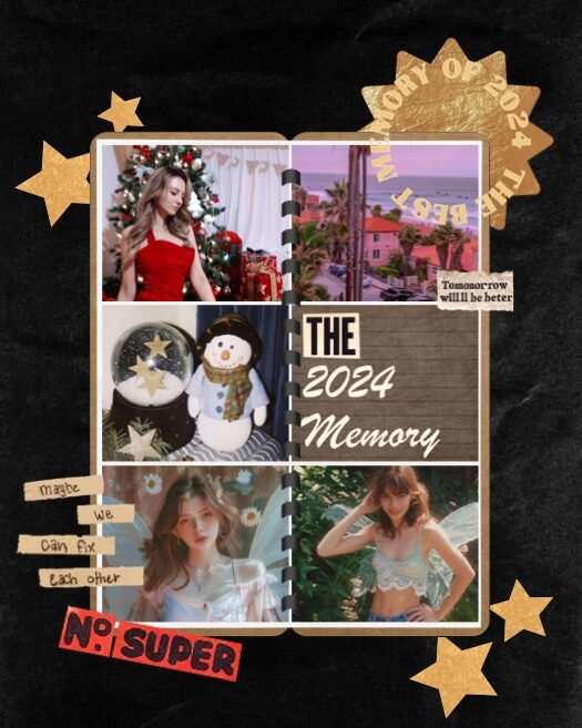 Vintage 2024 Recap - Scrapbook Collage Template