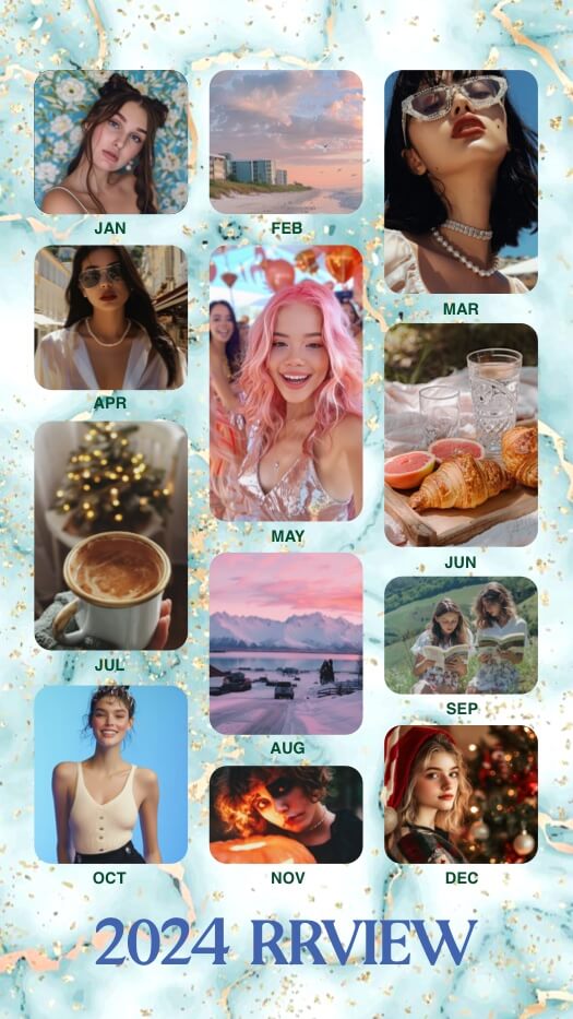 Aesthetic 2024 Recap - Monthly Photo Grid