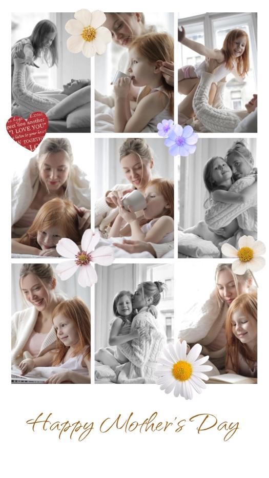 Floral Muttertag 9-Foto Collage